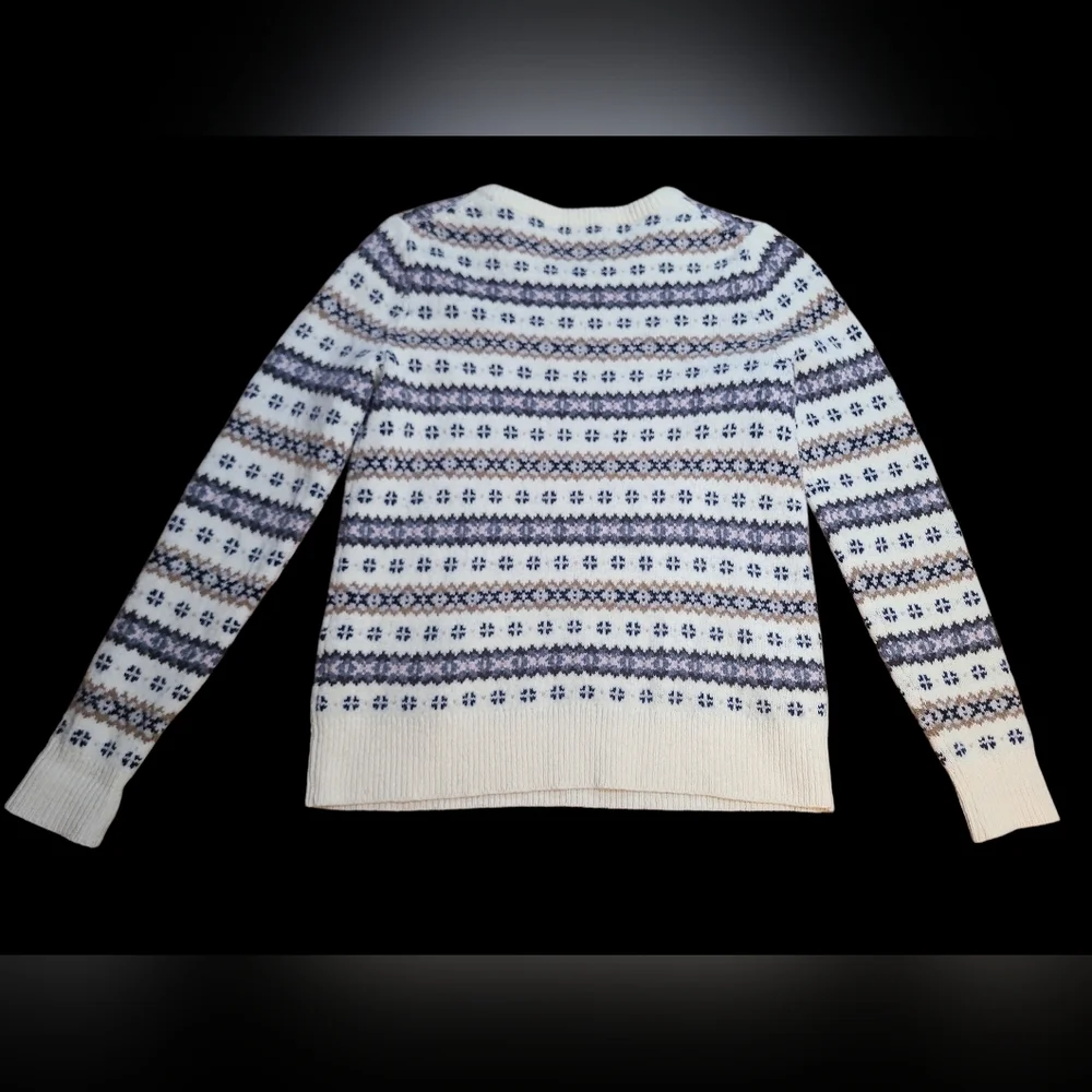 J. Crew Fair Isle Patterned 100% Lambs Wool Sweater Size Medium
